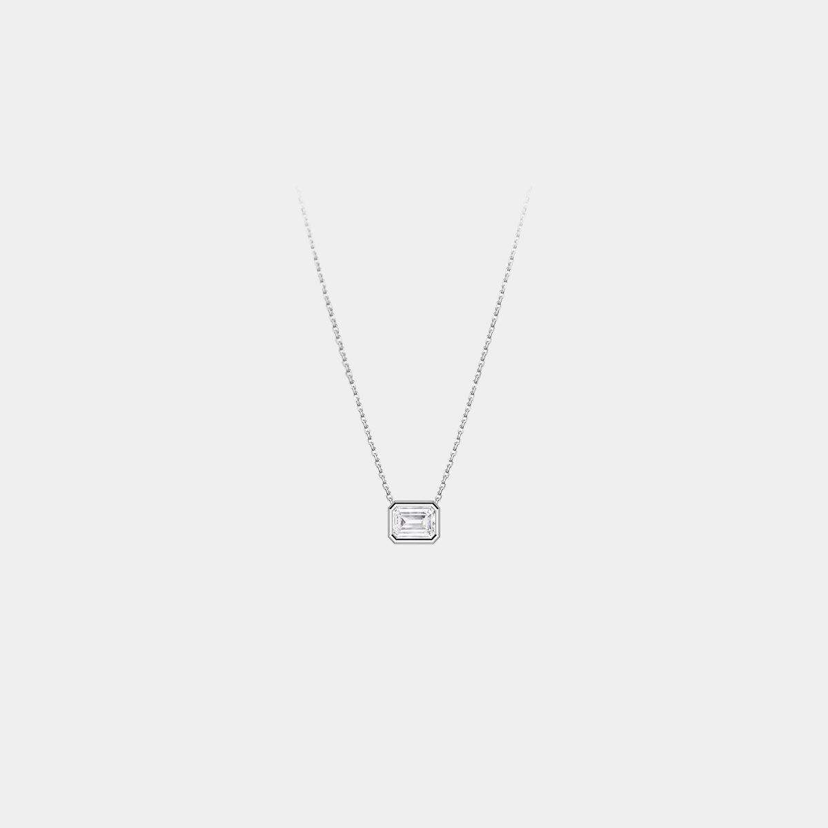 Alpha Series 16 Emerald Bezel Set Diamond Necklace