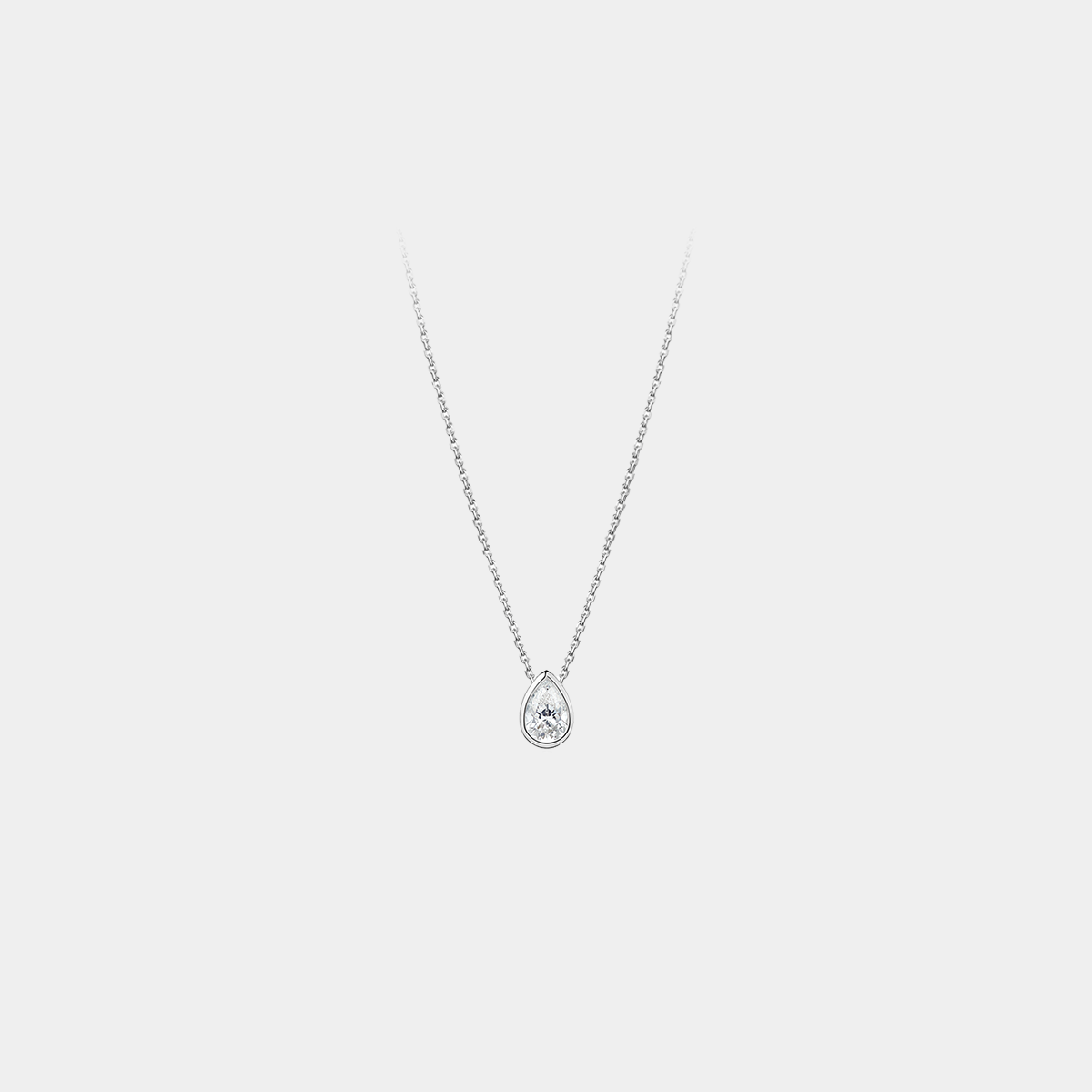 Alpha Series 15 Drop-Shaped White Diamond Bezel Necklace