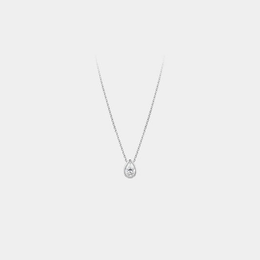 Alpha Series 15 Drop-Shaped White Diamond Bezel Necklace