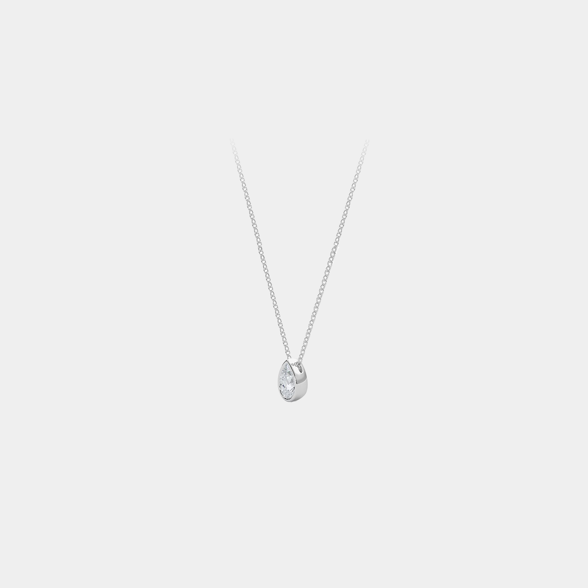 Alpha Series 15 Drop-Shaped White Diamond Bezel Necklace