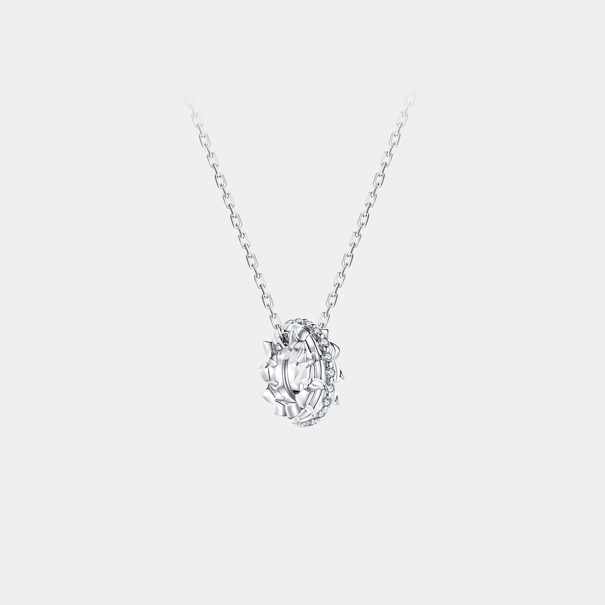 Aura Deed Series Necklace 3 Full Diamond Necklace - K White